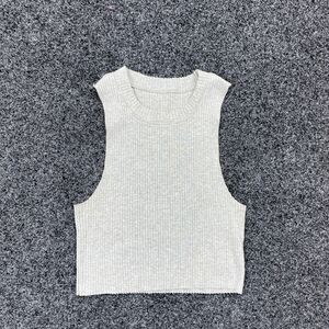 Aerie Tank Top Women's Gray Rebel Cropped Ribbed High Neck Shirt Size Medium